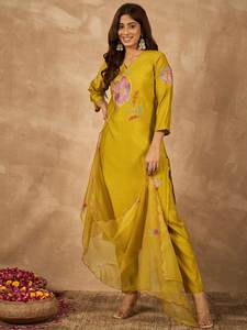 Conjuntos de Traje Salwar Kameez Chanderi, Diseño Moderno Reversible Bordado, Puro y Elegante, para Todas las Temporadas - Product Image 5