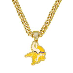 Pendentif sportif personnalisé en argent 925 plaqué or 14 carats avec moissanite taille brillant, thème Championnat des Vikings du Minnesota, style Hip-Hop - Product Image 1
