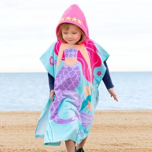 Serviette de bain à capuche pour enfants, poncho doux à séchage rapide en microfibre, imprimé numérique de dessin animé, peignoir moderne portable pour tout-petits - Product Image 1