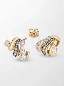 ต่างหูเพชรแล็บโกรว์ทรงคลื่น Cresting Solitaire น้ำหนัก 1.21 กะรัต สี GH ความสะอาดระดับ VS ประดับเพชร 30 เม็ด ทองคำ 14K สีเหลือง ดีไซน์ Flowing Motion Shine - Product Image 2