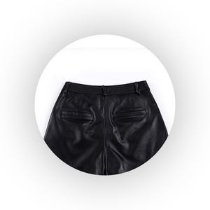 Short noir uni de haute qualité grande taille pour femmes en cuir respirant du Pakistan prix bon marché court - Product Image 6