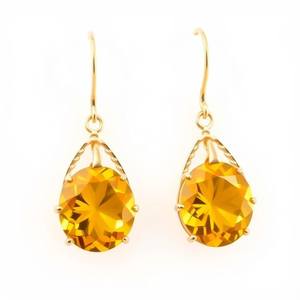 Pendientes colgantes de piedra de Zirconia amarilla de moda para mujer al por mayor, pendientes de compromiso a la moda - Product Image 6