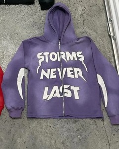 Sweat-shirt à capuche oversize de marque tendance Harajuku veste brodée rétro avec lettres pour hommes Y2k sweat-shirt à capuche gothique punk ample à fermeture éclair - Product Image 4