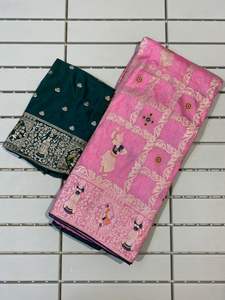 ผ้าส่าหรีขอบผ้าทอลายโดลาผ้าไหมซารีจากนักออกแบบล่าสุด - Product Image 4