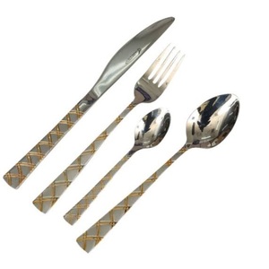 Ensemble de couverts en métal de dessus de table de restaurant d'hôtel poignée enduite de poudre blanche ensemble de couteau de service de table fourchette et d'épandeur de cuillère - Product Image 2