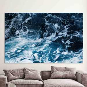 Decoración de Pared Moderna de Estilo Costero: Lienzo Impreso con Diseño de Olas Oceánicas en 3D, Lienzo Enrollado - Product Image 1