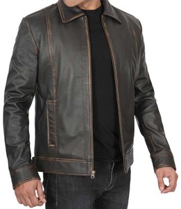 High Quality Coated Custom Logo Front Vintage <b>Cow</b> Skin Hooded Jacket Men Solid Color Autumn Stand Collar Breathable Woven - Product Image 5