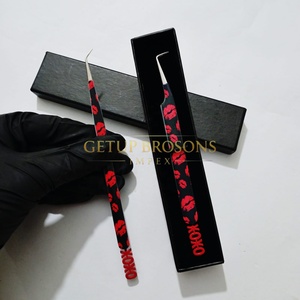 Pince à épiler pour cils GETUP BROSONS IMPEX de haute qualité, 45° d'isolation/90°, pointe lisse de 10 mm, anti-magnétique, revêtement papier personnalisé - Product Image 5