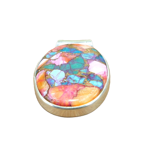 Collier pendentif en pierre précieuse turquoise cuivre orange bleu de grande qualité naturelle, pendentif en argent sterling 925, bijoux cadeau - Product Image 2