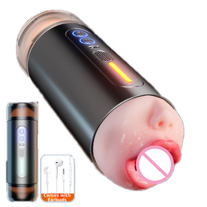 Male Masturbator Sex Toys for Men 10 Thrusting 10 Tongue Licking Modes LCD Display Pocket Pussy Hands-Free Mounting Base - Product Image 1