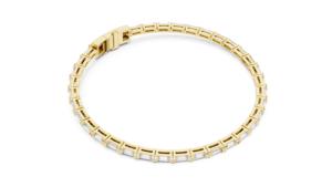 18K Solid Gold Women's Luxury Trendy Tennis Bracelet IGI Certified Bezel Collet Setting Natural Baguette Cut Diamonds <b>Fine</b> - Product Image 2