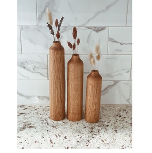 Juego de 2 floreros de madera de mango para el hogar, cocina, oficina, decoración interior, precio de fábrica, tema de vacaciones de Navidad - Product Image 5