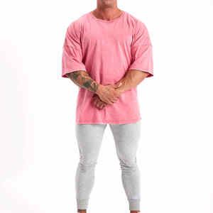 Fourniture directe d'usine personnalisée 100% coton Vintage hommes T-Shirt à manches courtes lavé à l'acide surdimensionné Double couche hommes t-shirts - Product Image 3