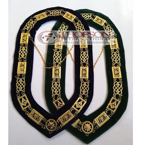 Collar de cadena masónica de peso pesado con bordado dorado LODGE & DEGREE REGALIA Productos de cuero - Product Image 4