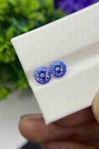 Tanzanite bicolore naturelle et pierre précieuse Zoisite Paire de loupe de forme ronde Loupe bleue propre pour la fabrication de bijoux Pierres précieuses en vrac - Product Image 4