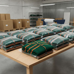 Pull cardigan décontracté pour femme, vert et orange, col en V, tricot, logo personnalisé sur le devant, 100% laine - Product Image 4