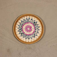 Plateau de service de décoration rustique écologique du Vietnam, plateau en rotin en nacre, panier en rotin rond en coquille, plateau tissé