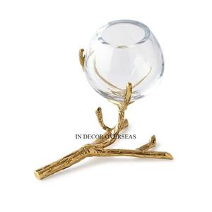 Verre clair de haute qualité et métal plaqué or fantaisie Designer Table de mariage pièce maîtresse décoration bougeoir approvisionnement - Product Image 1