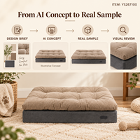 Matelas pour chien rectangulaire en tissu simili daim taupe et gris foncé avec coussin capitonné Yangyangpet