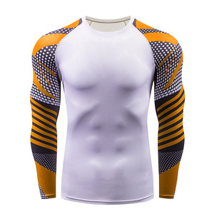 OEM Fabricante Hombres Ropa Deportiva MMA Rash Guard Transpirable Manga Larga Impresión 3D Sublimación Compresión 3D Impreso - Product Image 1