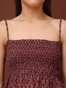 Women's Printed Casual Sleeveless <b>Square</b> <b>Neck</b> Peplum <b>Top</b> - Product Image 3