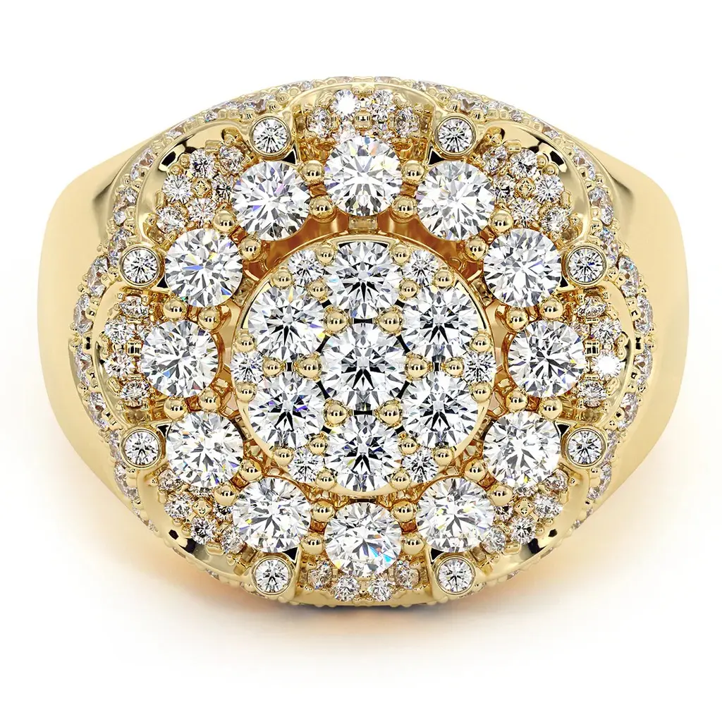 Custom Round Diamond hip hop ring for men Silver moissanite diamond Iced Out Hand Setting Rings Classic Men Diamond Ring