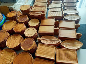 Handmade Premium Wooden Tray Vietnam Natural Hardwood <b>Household</b> for Kitchenwares Dining Catering Serving Decoration Wholesales - Product Image 5