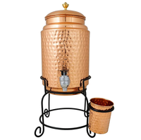 Nouveau Distributeur d'Eau en Cuivre Métallique 5L Écologique Style Classique Sans Couvercle pour Maison Hôtel Restaurant Bienfaits Ayurvédiques