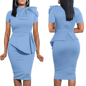 Elegant Pencil Dress in Polyester Spandex With Comfortable Fit and <b>Stretch</b> <b>Fabric</b> Ideal for Career and Office Attire - Product Image 6