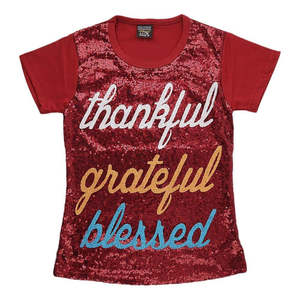 Girls <b>Sequins</b> <b>T</b>-<b>Shirt</b> - Maroon - Product Image 1