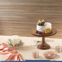 Support à gâteau en bois d'acacia naturel plateau à dessert rond de 12 pouces piédestal de présentation de fête d'anniversaire de mariage rustique pour cupcakes