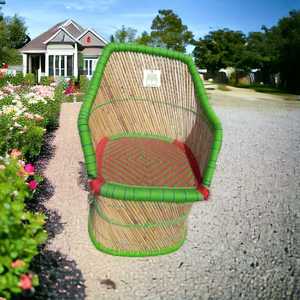 เก้าอี้ไม้ไผ่ผสมดินสุดคลาสสิกที่ทันสมัยสำหรับในร่มและกลางแจ้งสำหรับห้องนั่งเล่นระเบียงระเบียงและลานพักผ่อนอย่างมีสไตล์ - Product Image 1