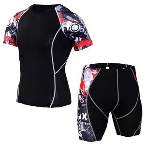 Camiseta y Pantalones Cortos de Rashguard para MMA y Muay Thai, Estampado por Sublimación, Transpirable, Elástico, Compresión, Spandex/Nailon, Fitness, Gimnasio - Product Image 4