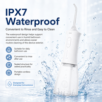 Tragbarer Mundduschen-Irrigator, 350 ml, abnehmbarer Tank, IPX7, USB wiederaufladbar, 4 Modi, 360° Düse, Dental Jet für Zuhause und Reisen