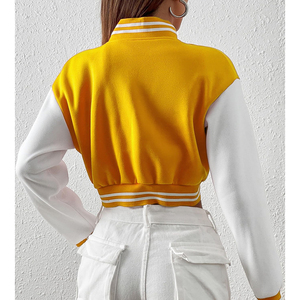 2025 Otoño Invierno mujer Varsity chaqueta Crop Fitness hecho a medida Chenille Patchwork bordado mujeres Letterman Varsity chaquetas - Product Image 3