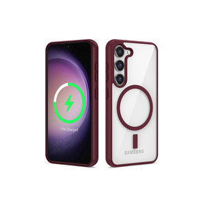 Coque en silicone rouge foncé compatible MagSafe pour Samsung Galaxy S23 Plus, dernier design avec recharge sans fil - Product Image 1