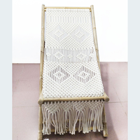 Chaise longue pliante en macramé Boho JNC faite à la main pour la plage extérieure et la décoration intérieure
