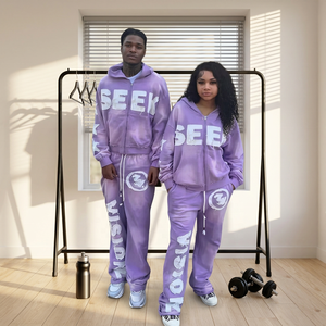 Conjunto Deportivo Morado Seek See, Sudadera con Capucha de Corte Regular, Ropa Urbana Unisex para Adultos, Estampado por Sublimación, Talla Grande - Product Image 3