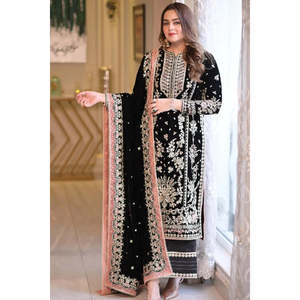 Ensemble de costumes formels pour femmes Aneelas, velours noir brodé, 100% polyester SM-01-TC-1446 - Product Image 1