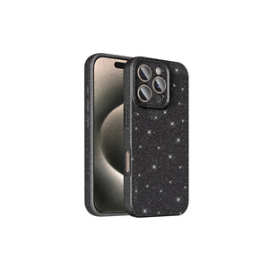 Étui en silicone de luxe avec motif marbré noir pailleté pour iPhone 16 Pro XR-Ins Styles Housse de téléphone portable Protection du téléphone - Product Image 1