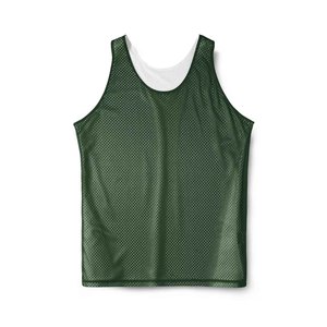 Maillot de basket réversible personnalisé pour homme, col en V, sans manches, respirant, débardeur de sport, couleur unie vert et blanc - Product Image 2