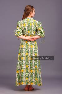 Bloc de main imprimé robe d'été | Robe en coton | Imprimé floral | Fait à la main - Product Image 3