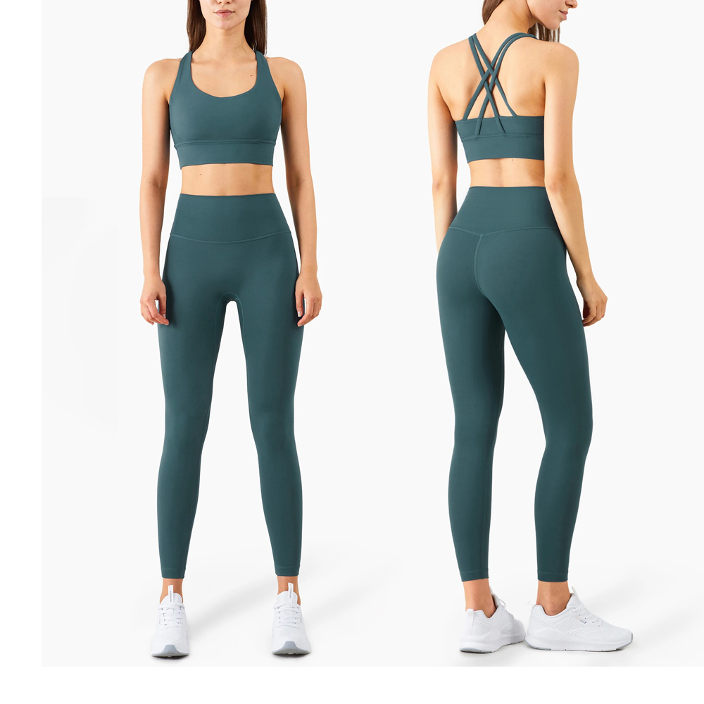 Active Wear Sportswear Women's 2-Piece Yoga Set Breathable Lightweight Elastic Waist Solid Pattern Gym Fitness Wear Best Quality