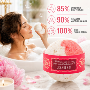 Bombe de bain premium à la canneberge, faite à la main, 180g, OEM ODM, marque privée, bombes effervescentes au sel marin, fabricant cosmétique UE, vente en gros, en vrac - Product Image 4