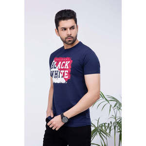 Men's 100% Cotton Todd Crewneck T-Shirt 180gsm Jersey 3D Screen <b>Printed</b> Compressed Bamboo Fiber Silk Screen <b>Printing</b> - Product Image 3
