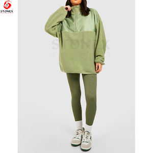 Half <b>Zip</b> Polar Fleece and Nylon Mix Sweatshirt for <b>Women</b> Top Quality <b>Quarter</b> <b>Zip</b> up Sweater - Product Image 5