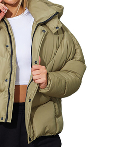 Chaqueta acolchada cálida de invierno de lujo para mujer, abrigo corto acolchado con cuello levantado, forro de nailon transpirable, nuevo diseño de Top corto - Product Image 5