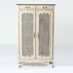 Kitchen cabinet no. 7229 made of wood with <b>drawers</b> and doors, eco-friendly rattan accents, classic <b>vintage</b> design - Product Image 1