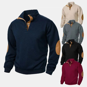 Sweatshirts à col montant vintage pour hommes pulls décontractés à manches longues pour le printemps et l'automne Streetwear Sweatshirts à capuche à boutons pour hommes - Product Image 1