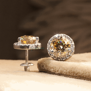 Boucles d'oreilles créoles en moissanite jaune taille ronde avec options en argent sterling et or, style néo-gothique pour femme - Product Image 4